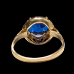 10K Yellow Gold Deep Blue Spinel Filigree / Ornate Cocktail Ring Size 6 3/4