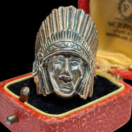 Vintage Sterling Silver Indigenous Chief Headdress Ring Size 10