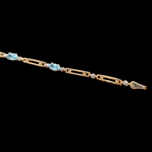 10K Yellow Gold Blue Topaz and Diamond Bracelet