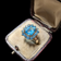 10K Yellow Gold Emerald Cut Blue Topaz Cocktail Ring Size 7 3/4