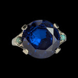 10K White Gold Synthetic Blue Spinel & Turquoise Ring Size 5.5