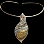Sterling Silver and Labradorite Art Nouveau Style Pendant Choker Necklace