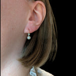 10K Two Tone Pearl & Diamond Chip Hinge Hoop Earrings