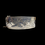 Vintage Silver Victorian Revival Wide Etched Hinge Cuff Bracelet