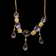 Antique Edwardian / Art Nouveau 10K/14K Yellow Gold Filigree Flower Necklace with Seed Pearls and Amethyst