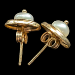 14K Yellow Gold Cultured Pearl Studded Love Knot Earrings