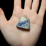 Victorian Sterling Silver "Baby" Enamel Bell / Rattle Pendant Birmingham
