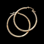 10K White Gold Textured Hoop Earrings