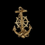 10K Yellow Gold Tiger's Eye Anchor & Wheel Pendant