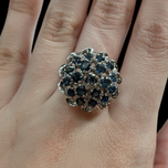 14K White Gold Sapphire Cluster & Cocktail Ring Size 8