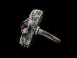 Art Deco Sterling & Purple Glass Ring Size 4 3/4
