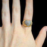 14K Brushed Yellow Gold & Diamond Heart Dome Ring Size 7
