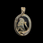 10K Yellow Gold Onyx & Diamond Lion / Leo Astrology / Zodiac Pendant