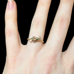 10K Yellow Gold Heart and Key Rope Diamond Ring Size 5 3/4