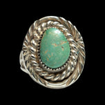 Signed Navajo Sterling and Turquoise Double Rope Twist Ring Size 8