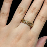 9K Yellow Gold Open Work Braided Celtic Knot Band Ring Size 8.5