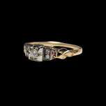 18K Yellow Gold Art Deco Diamond Engagement Ring Size 8