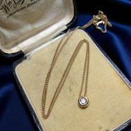 10K Yellow and White Gold Diamond Pendant Necklace