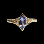 14K Yellow Gold Diamond Tanzanite & Diamond Ring Size 7 1/4