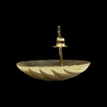 14K Yellow Gold Hollow Shell / Ribbed Stud Earrings