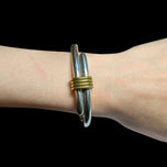 Mexico Sterling Silver Double Banded Cuff Bracelet with Brass Accents