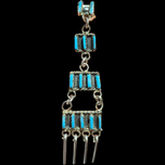 Sterling Silver Native American Turquoise Chandelier Stud Earrings Petit Point Signed