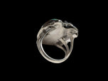 Sterling Silver & Natural Spider Web Turquoise Feather Ring Size 6.5
