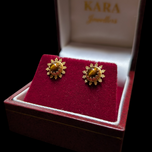 14K Gold & Tigers Eye Earrings Pierced