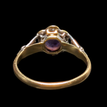 Antique 10K Gold and Platinum Amethyst and Diamond Ring 6.5