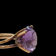 Large Faceted 14K Gold Amethyst Solitaire Cocktail Vintage Gold Double Band Ring