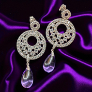Designer Candy Ice Silver & 14K Topaz, Diamond & Amethyst Drop Dangle Earrings