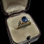14K Yellow Gold Sapphire & Diamond Ring Size 6 3/4