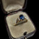 14K Yellow Gold Sapphire & Diamond Ring Size 6 3/4