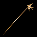Antique 14K Edwardian Gold Swallow Bird In Flight Seed Pearl Stick Pin
