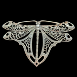 Sterling Silver Large Oversized Dragonfly Statement Brooch Art Nouveau Style