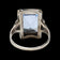 10K White Gold Art Deco Bezel Set Synthetic Spinel Ring Size 2 3/4