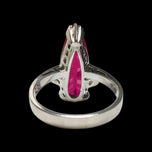 10K White Gold Tear Drop Synthetic Ruby & CZ Ring Size 5 1/4