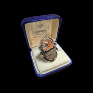 Sterling Silver Petrified Wood Ring Navajo Size 7 3/4