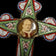Large Antique Italian Micro Mosaic Cross Pendant - Pope Photo