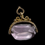 9K Yellow Gold Filigree Amethyst Spinning Watch Fob Pendant