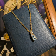 10K Yellow Gold Aquamarine and Diamond Necklace