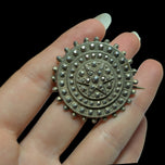 Antique / Victorian Pressed Steel Geometric / Etruscan Star Mourning Brooch