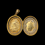 Antique Victorian Gold Filled Locket Pendant with Paste Stone