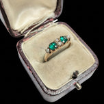Antique 10K Gold Green Garnet Doublets & Seed Pearl Ring Size 5.5