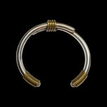 Mexico Sterling Silver Double Banded Cuff Bracelet with Brass Accents