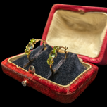 14K Yellow Gold Peridot Hoop Earrings