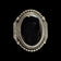 .925 Silver & Black Onyx Detailed Cabochon Ring Size 8 1/4 Signed JQI