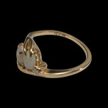 Vintage 14K Yellow Gold White Opal & Diamond Bypass / Claw Set Ring Size 5