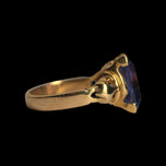 10K Yellow Gold Emerald Cut Synthetic Colour Change Sapphire Size 6