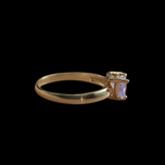 14K Gold Triangle Cut Purple CZ Ring Size 5.5